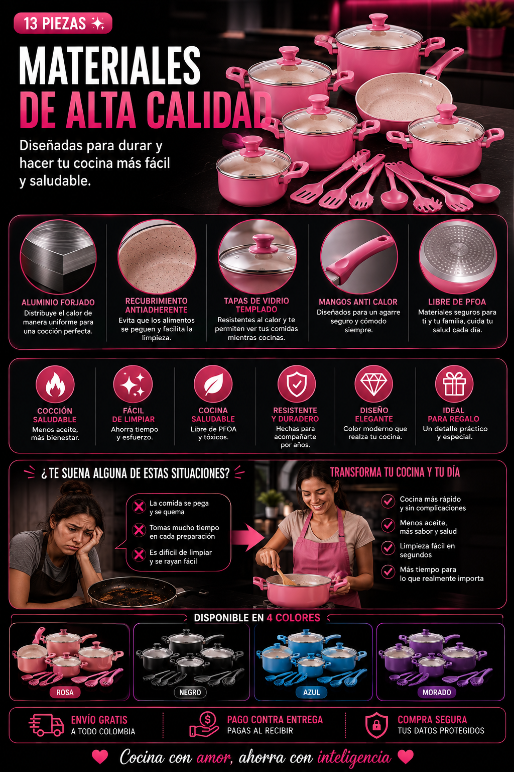 Velari® Ceramic Pro | Batería de Cocina Premium 13 Piezas