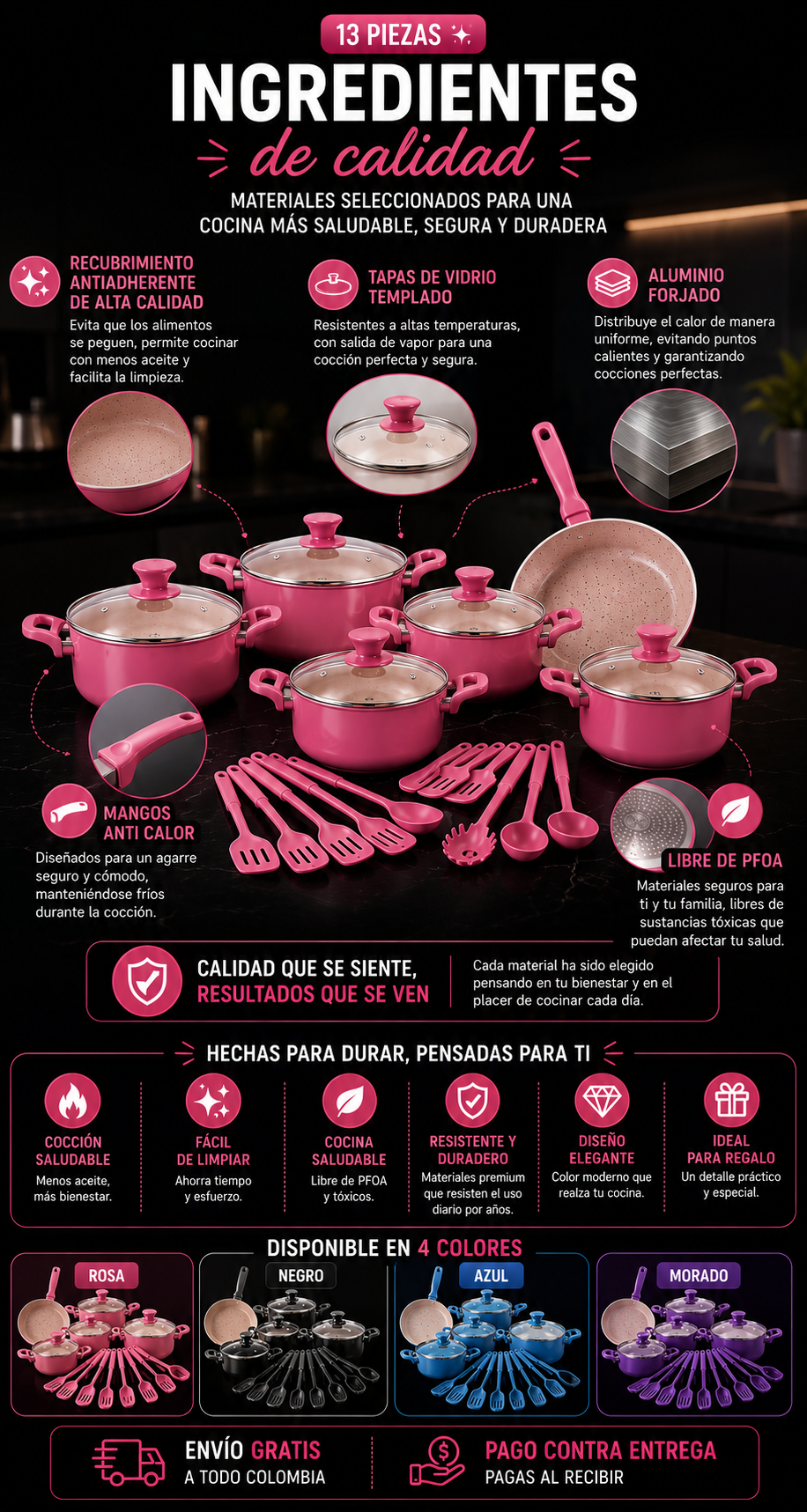 Velari® Ceramic Pro | Batería de Cocina Premium 13 Piezas