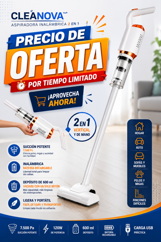 Cleanova™ Aspiradora Inalámbrica Recargable Multiuso
