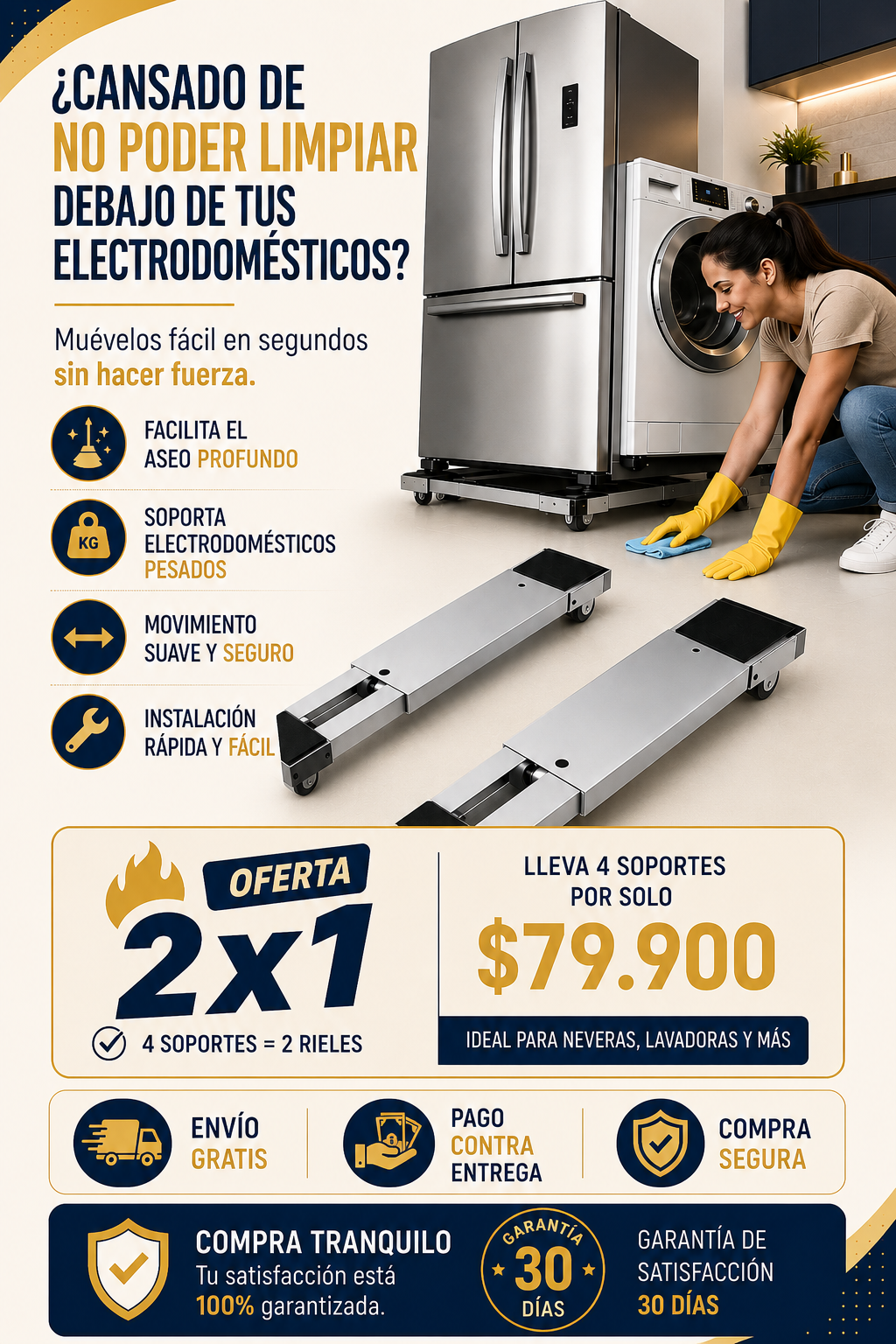 UltraSlide™| Base Ajustable con Ruedas 2x1
