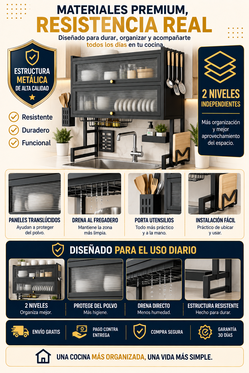 DuoSpace™ Platero Organizador de Doble Nivel