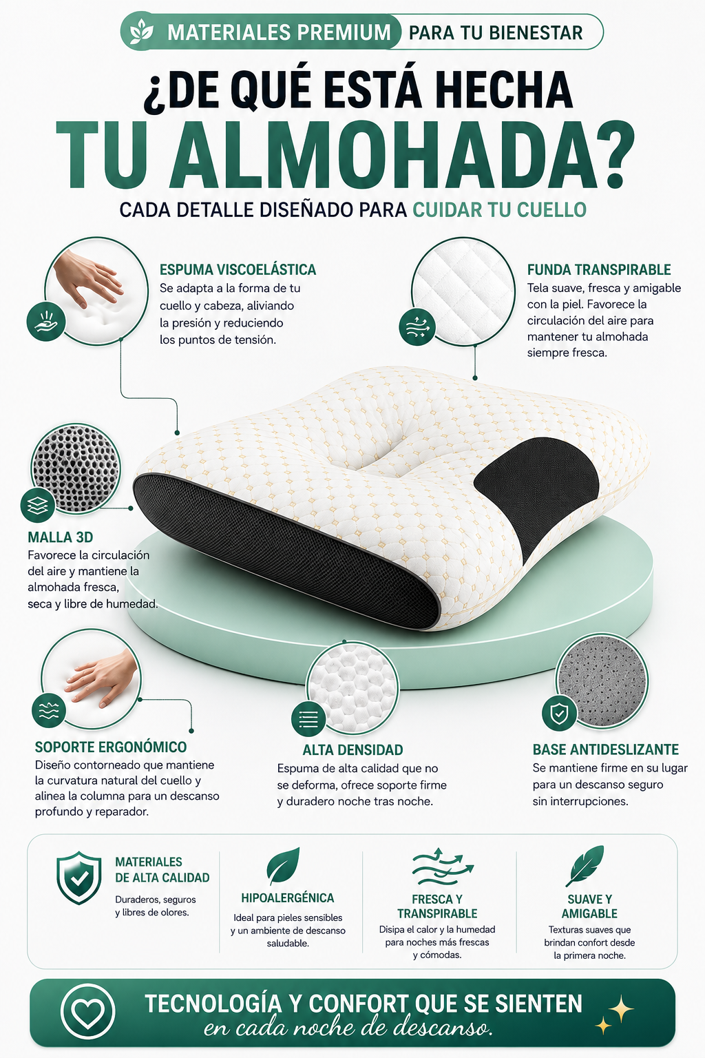 ErgoNest™ ALMOHADA ERGONÓMICA MEMORY FOAM