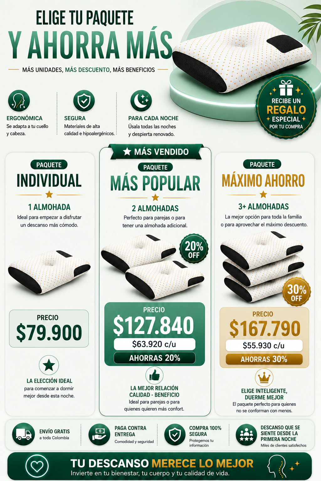 ErgoNest™ ALMOHADA ERGONÓMICA MEMORY FOAM