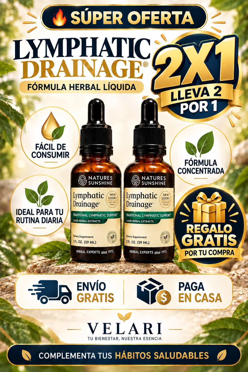 Lymphatic Drainage® | Suplemento Líquido Herbal 2x1