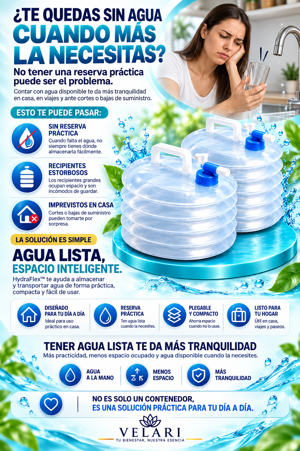 HydraFlex™ Contenedor de Agua Plegable 3L 2x1