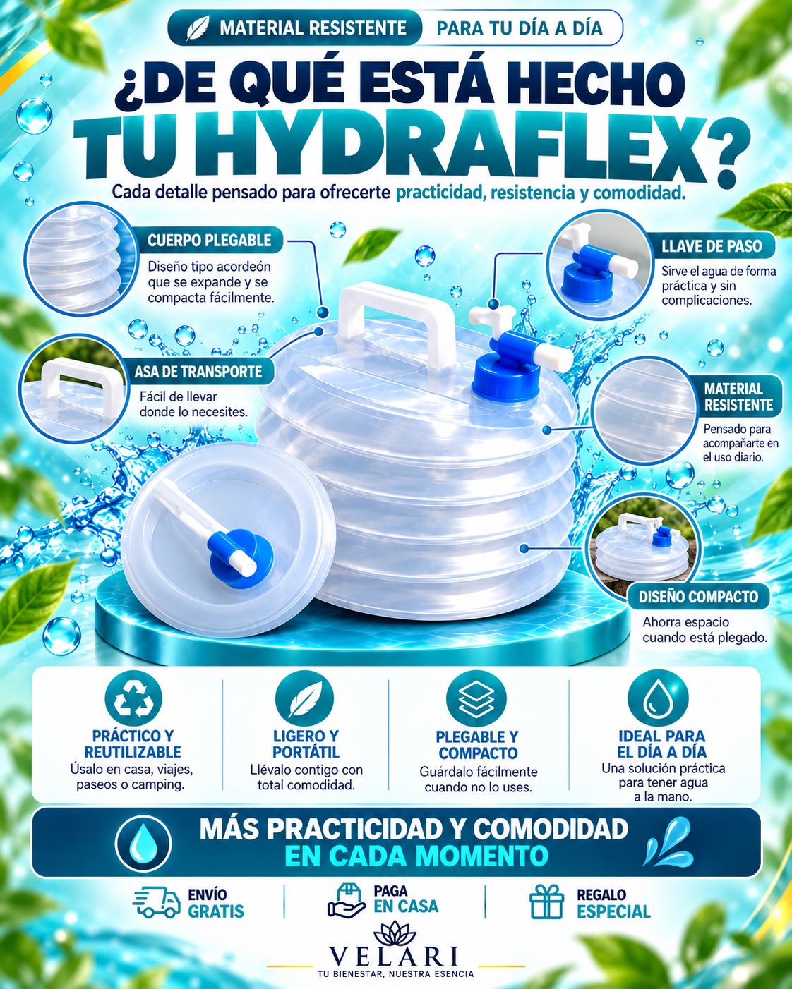 HydraFlex™ Contenedor de Agua Plegable 3L 2x1