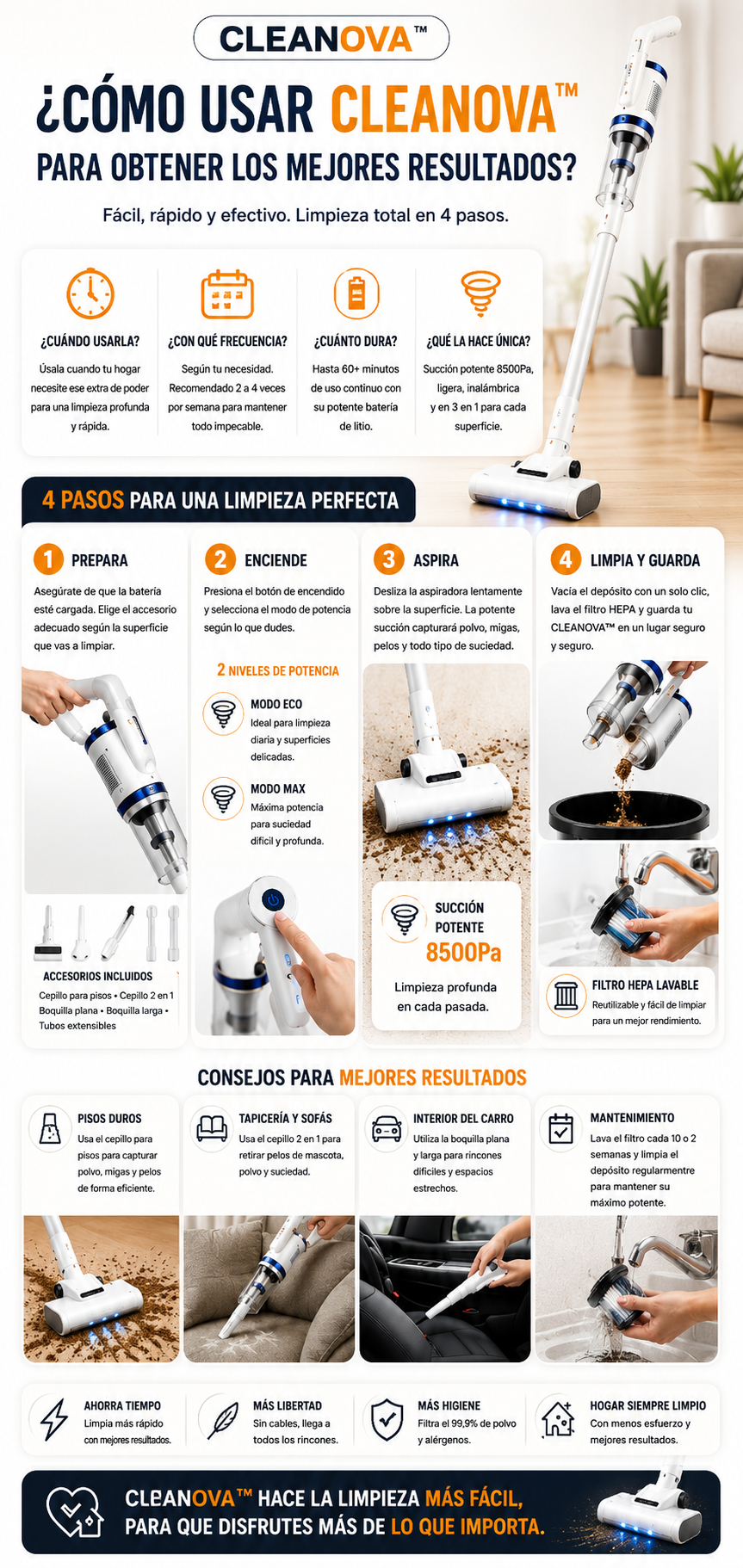 Cleanova™ Aspiradora Inalámbrica Recargable Multiuso