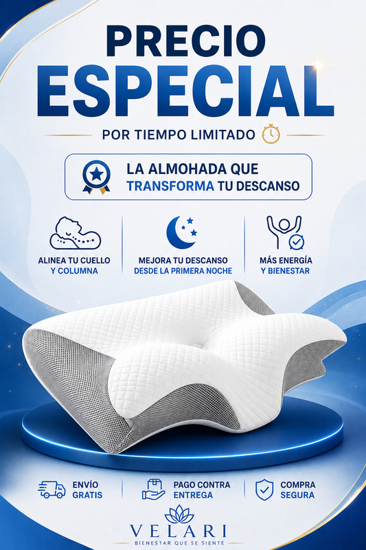 CerviFlex™ Almohada Ergonómica Cervical de Espuma Viscoelástica
