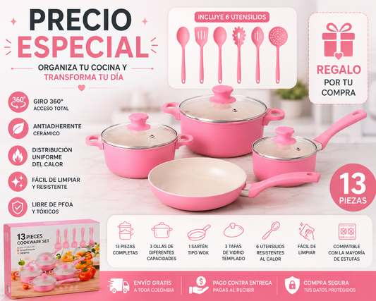 Velari® Ceramic Pro | Batería de Cocina Premium 13 Piezas