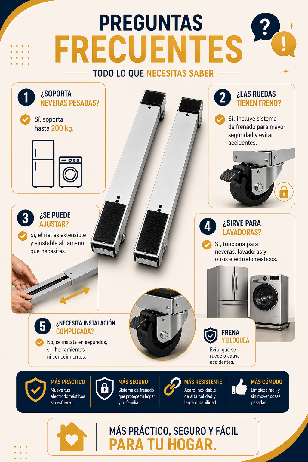 UltraSlide™| Base Ajustable con Ruedas 2x1