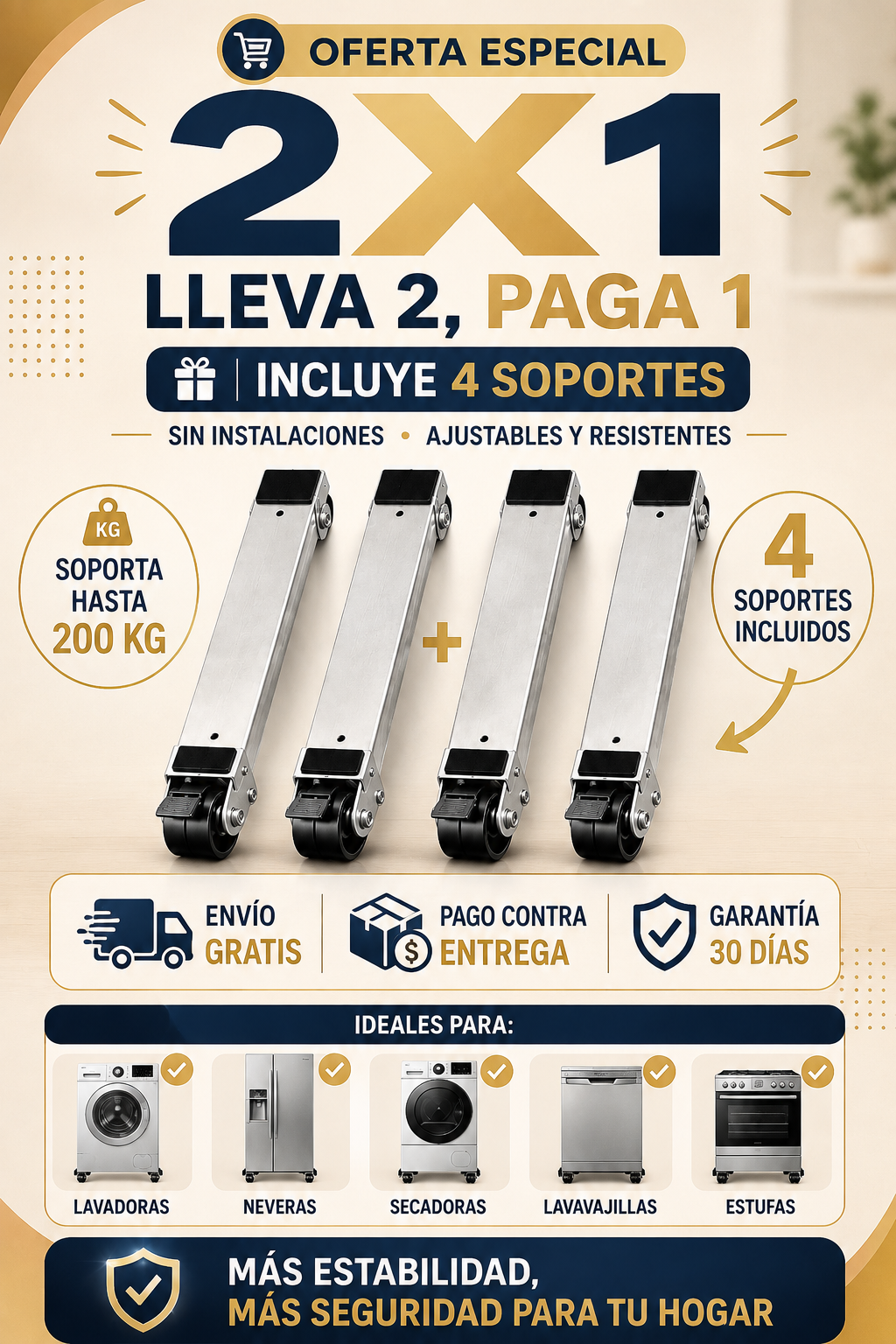 UltraSlide™| Base Ajustable con Ruedas 2x1