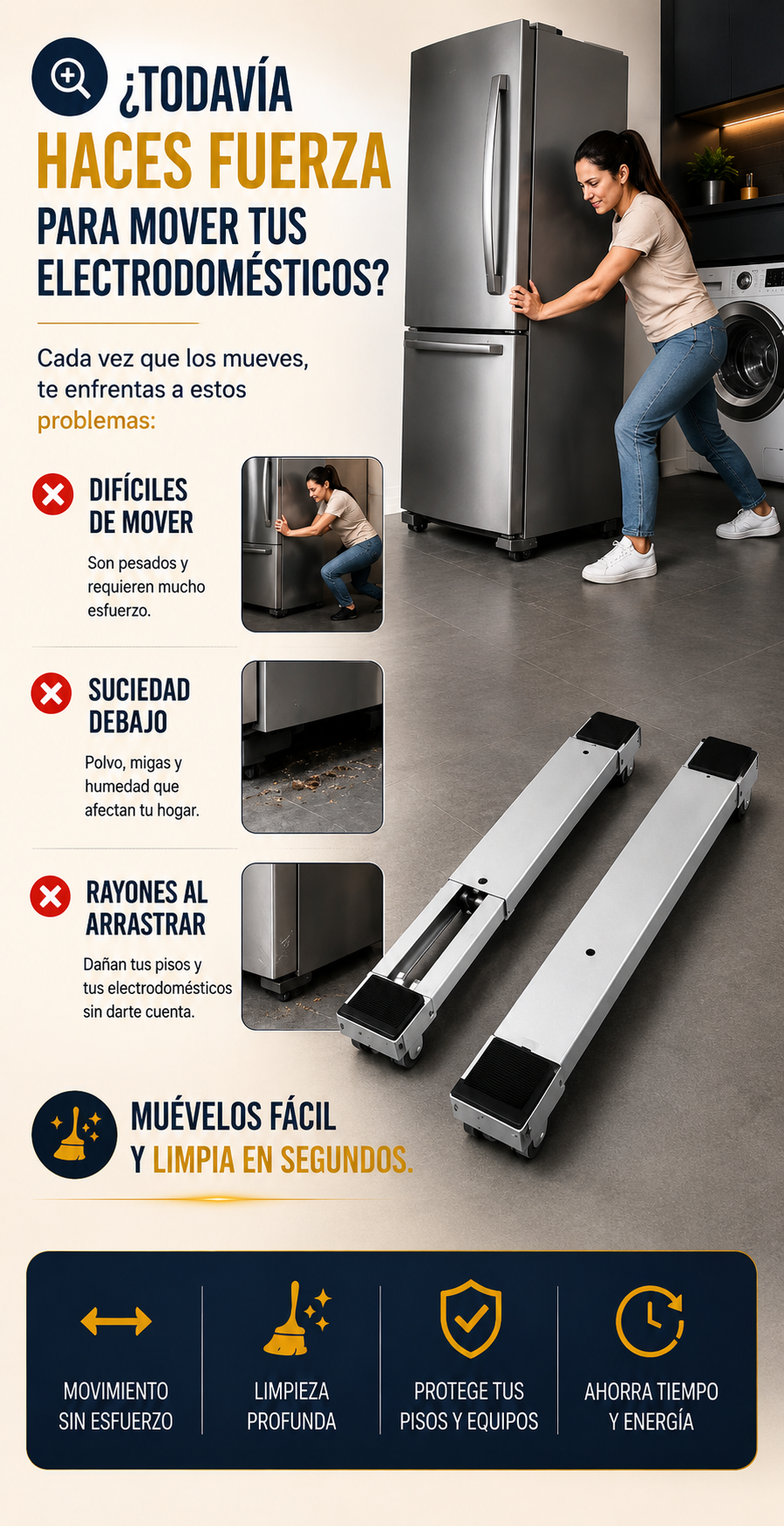UltraSlide™| Base Ajustable con Ruedas 2x1