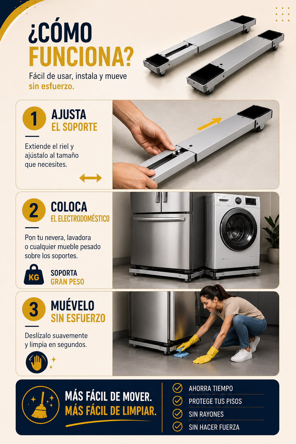 UltraSlide™| Base Ajustable con Ruedas 2x1