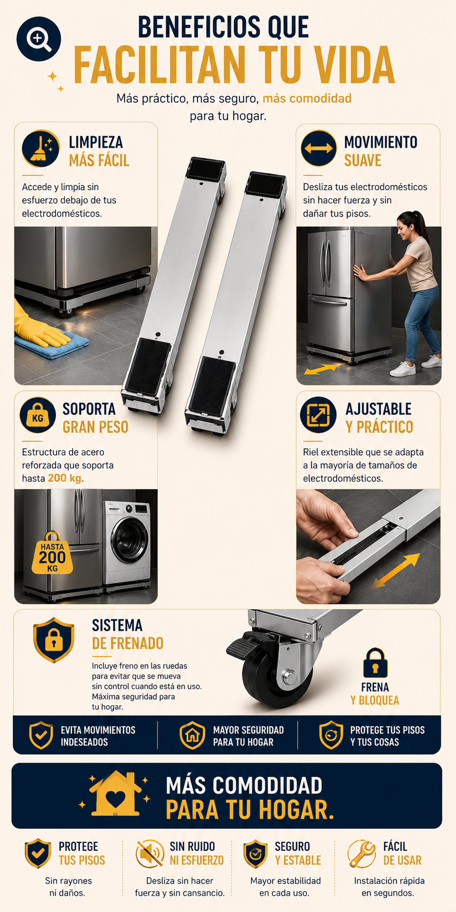 UltraSlide™| Base Ajustable con Ruedas 2x1