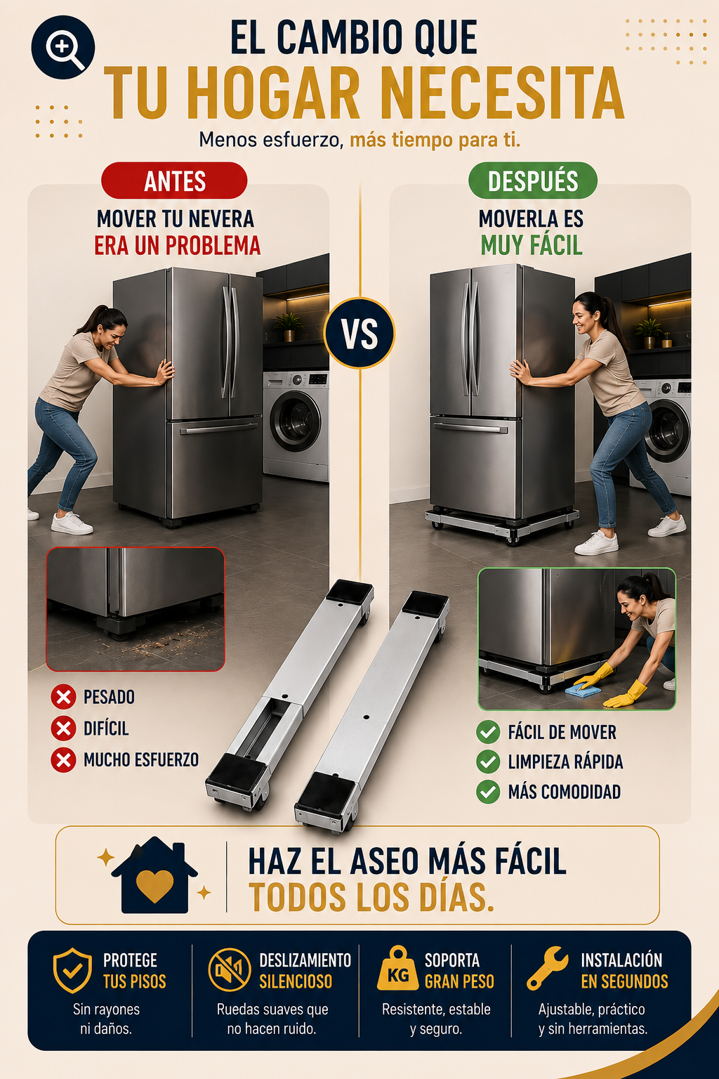 UltraSlide™| Base Ajustable con Ruedas 2x1
