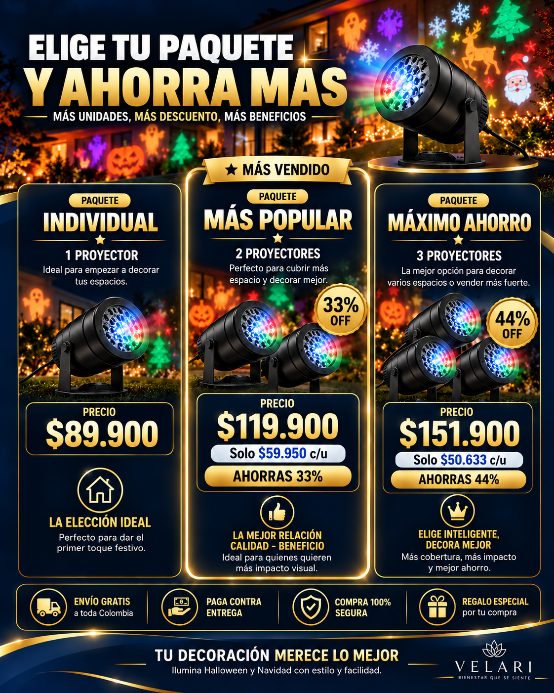 Proyector LED Temático Halloween y Navidad