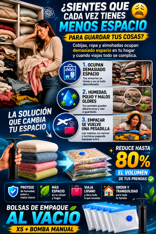 BOLSAS DE EMPAQUE AL VACÍO X5 + BOMBA MANUAL