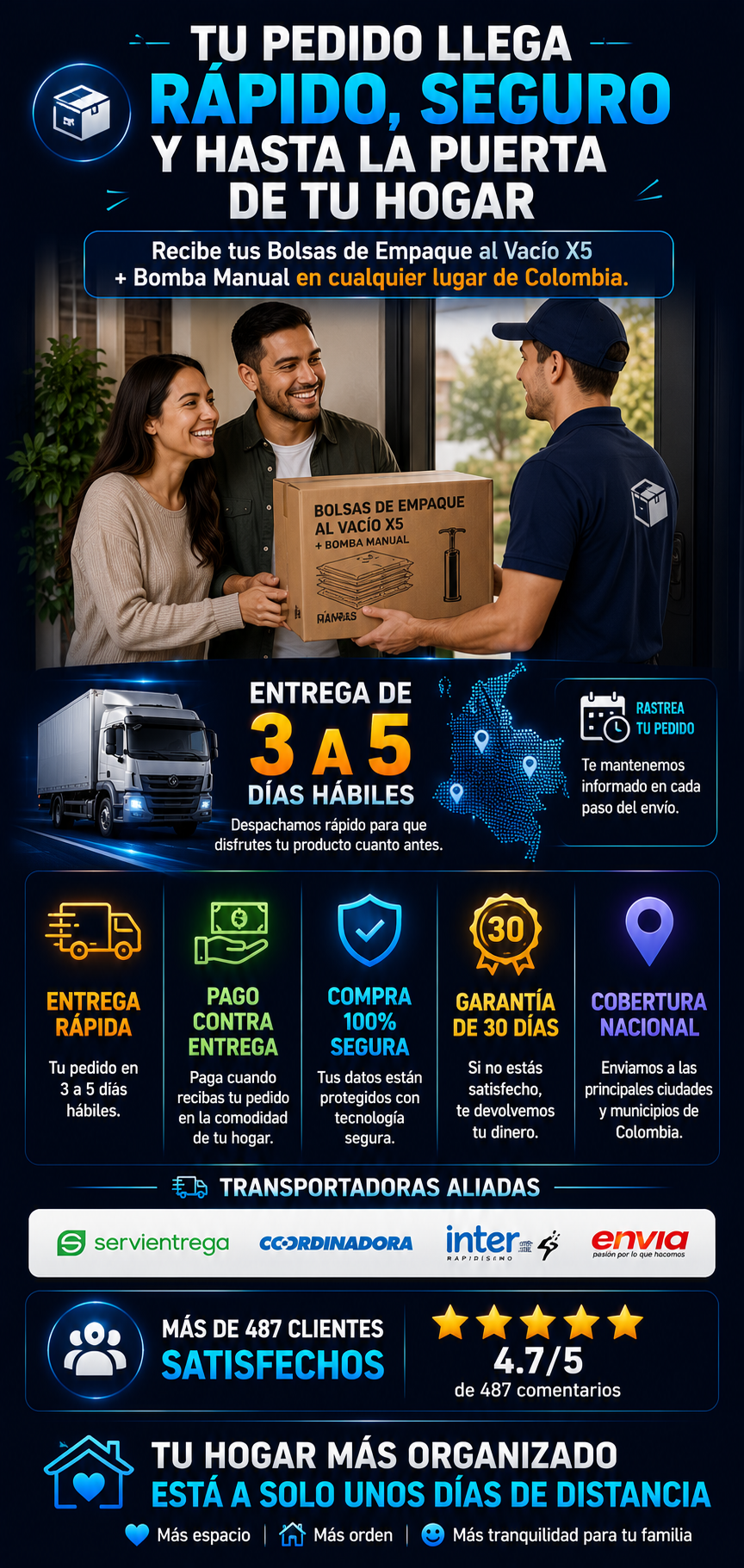 BOLSAS DE EMPAQUE AL VACÍO X5 + BOMBA MANUAL